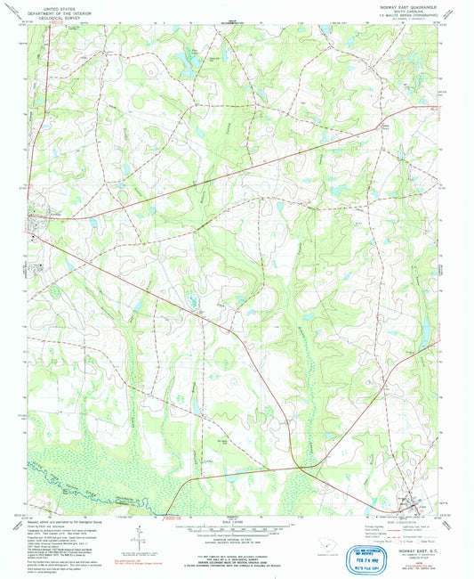 Classic USGS Norway East South Carolina 7.5'x7.5' Topo Map Image