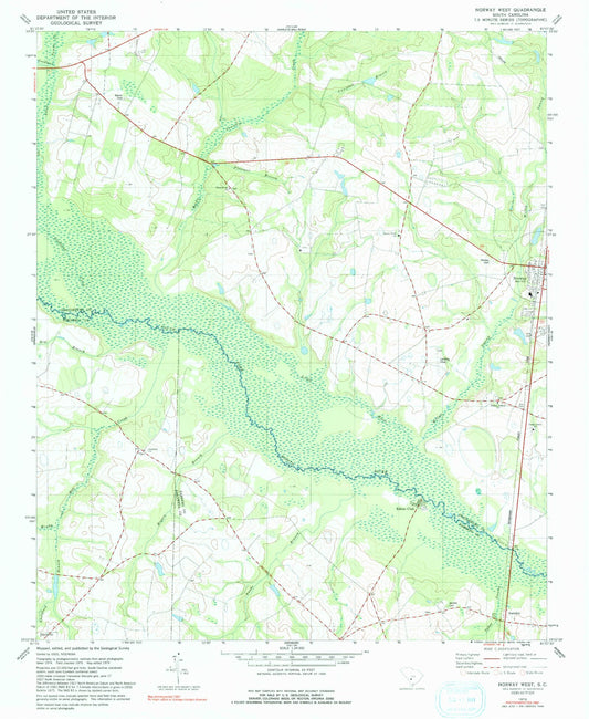 Classic USGS Norway West South Carolina 7.5'x7.5' Topo Map Image