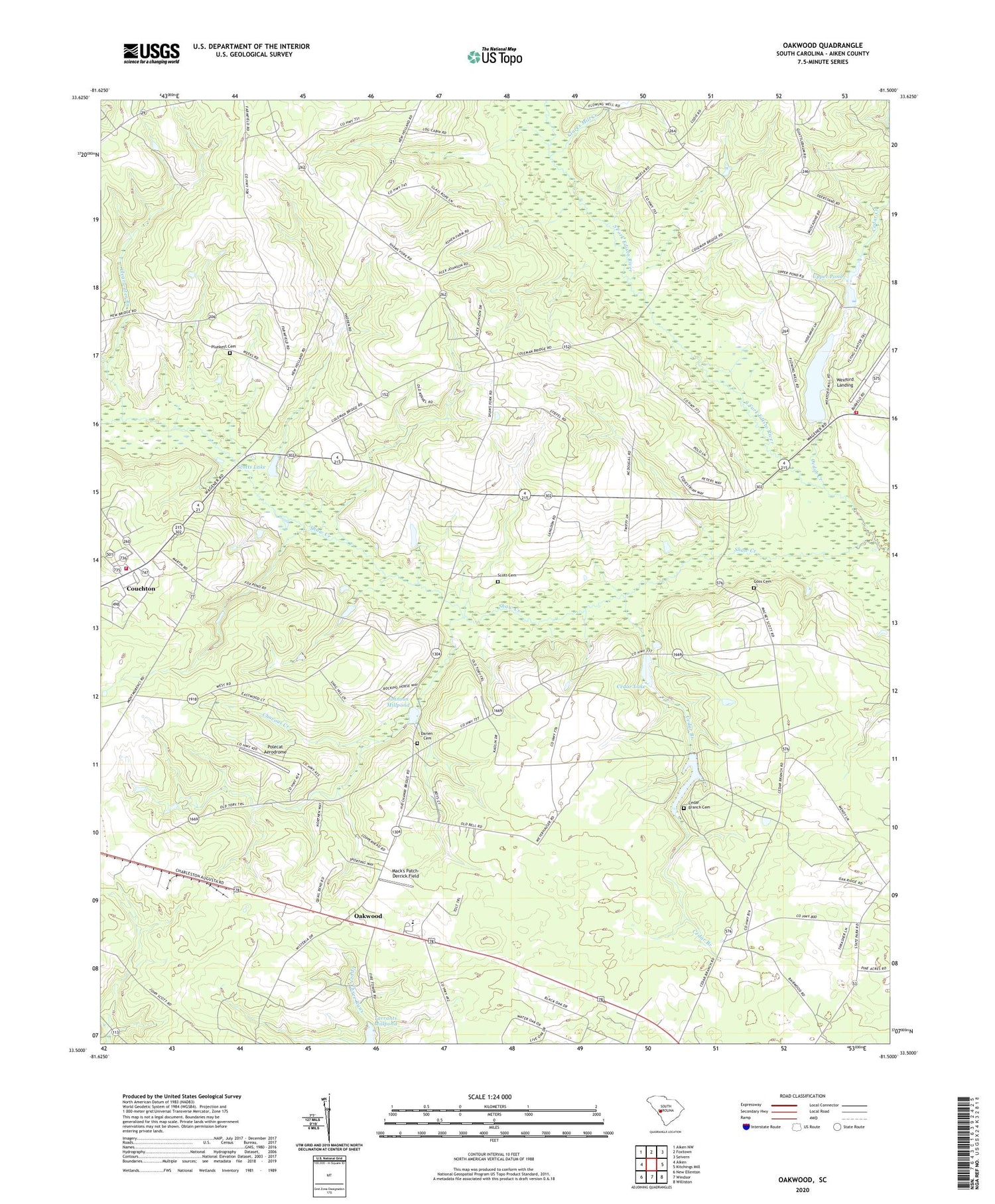 Oakwood South Carolina US Topo Map Image