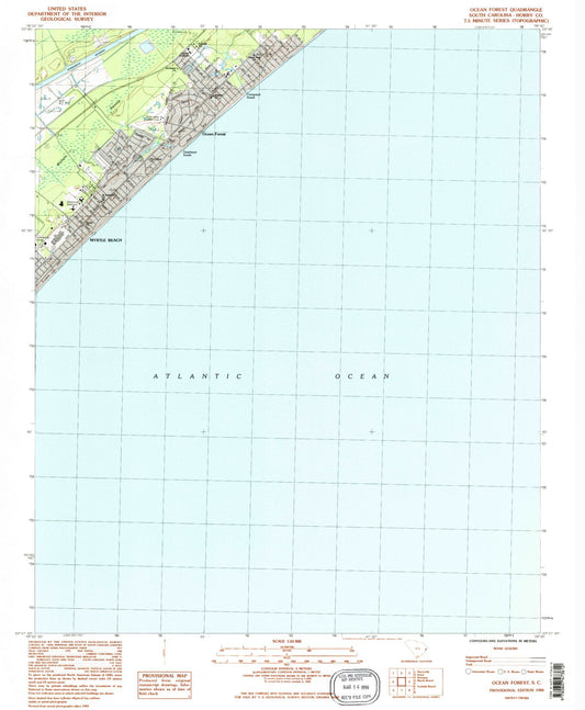 Classic USGS Ocean Forest South Carolina 7.5'x7.5' Topo Map Image