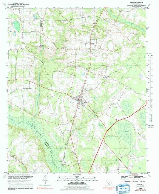 Classic USGS Olar South Carolina 7.5'x7.5' Topo Map Image