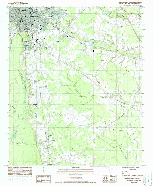 Classic USGS Orangeburg South South Carolina 7.5'x7.5' Topo Map Image