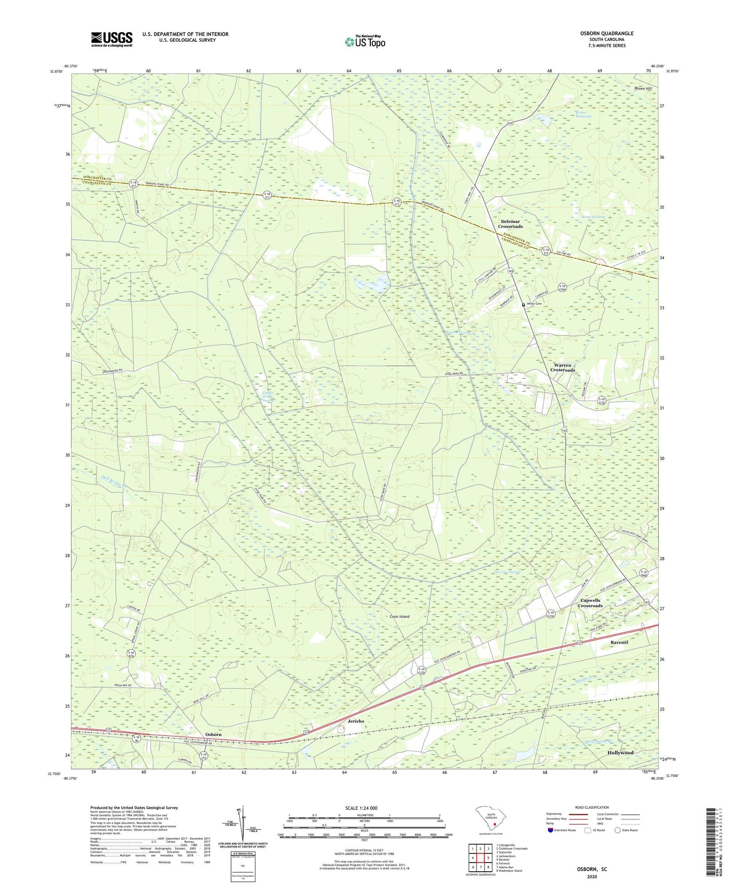 Osborn South Carolina US Topo Map Image