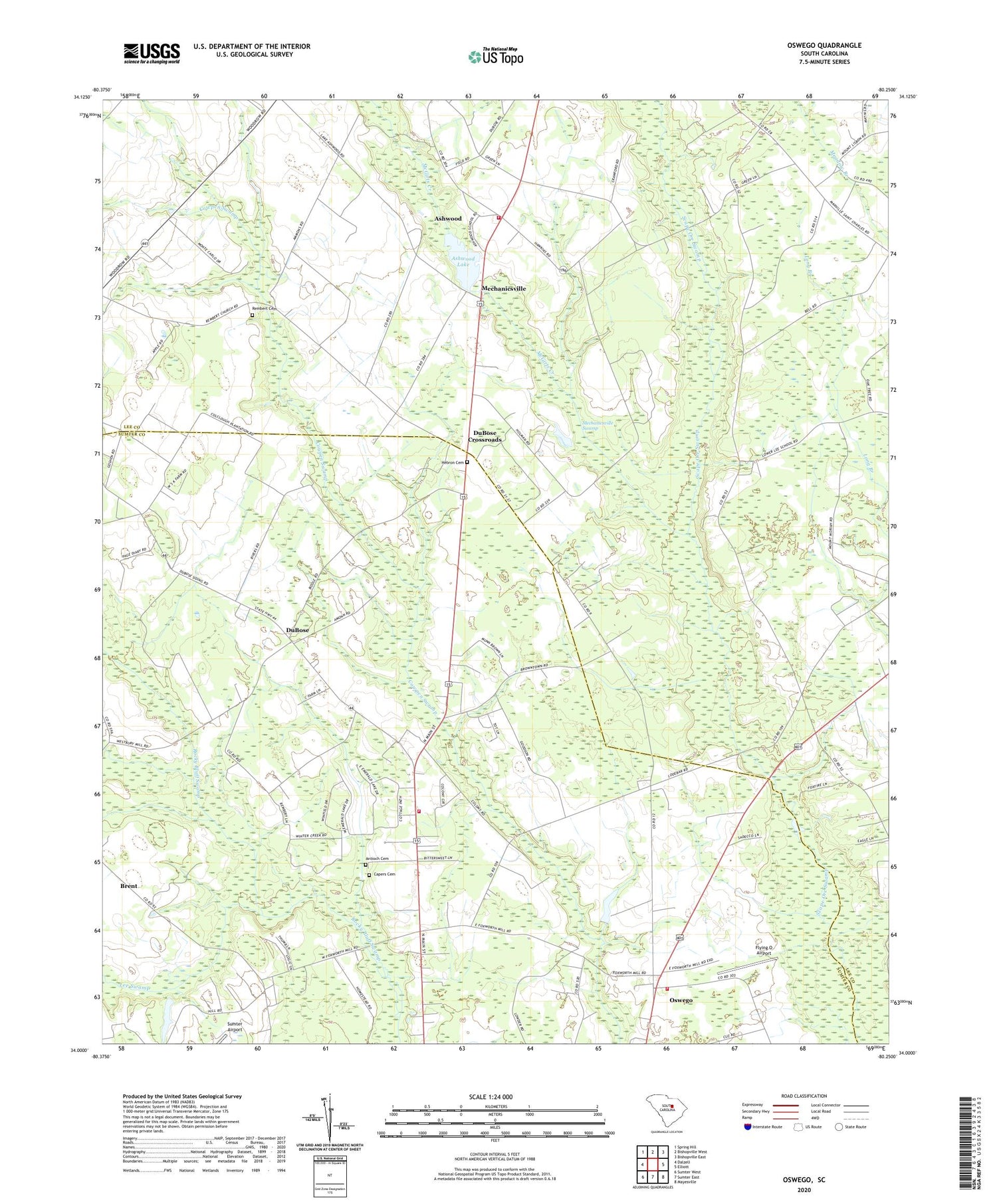 Oswego South Carolina US Topo Map Image