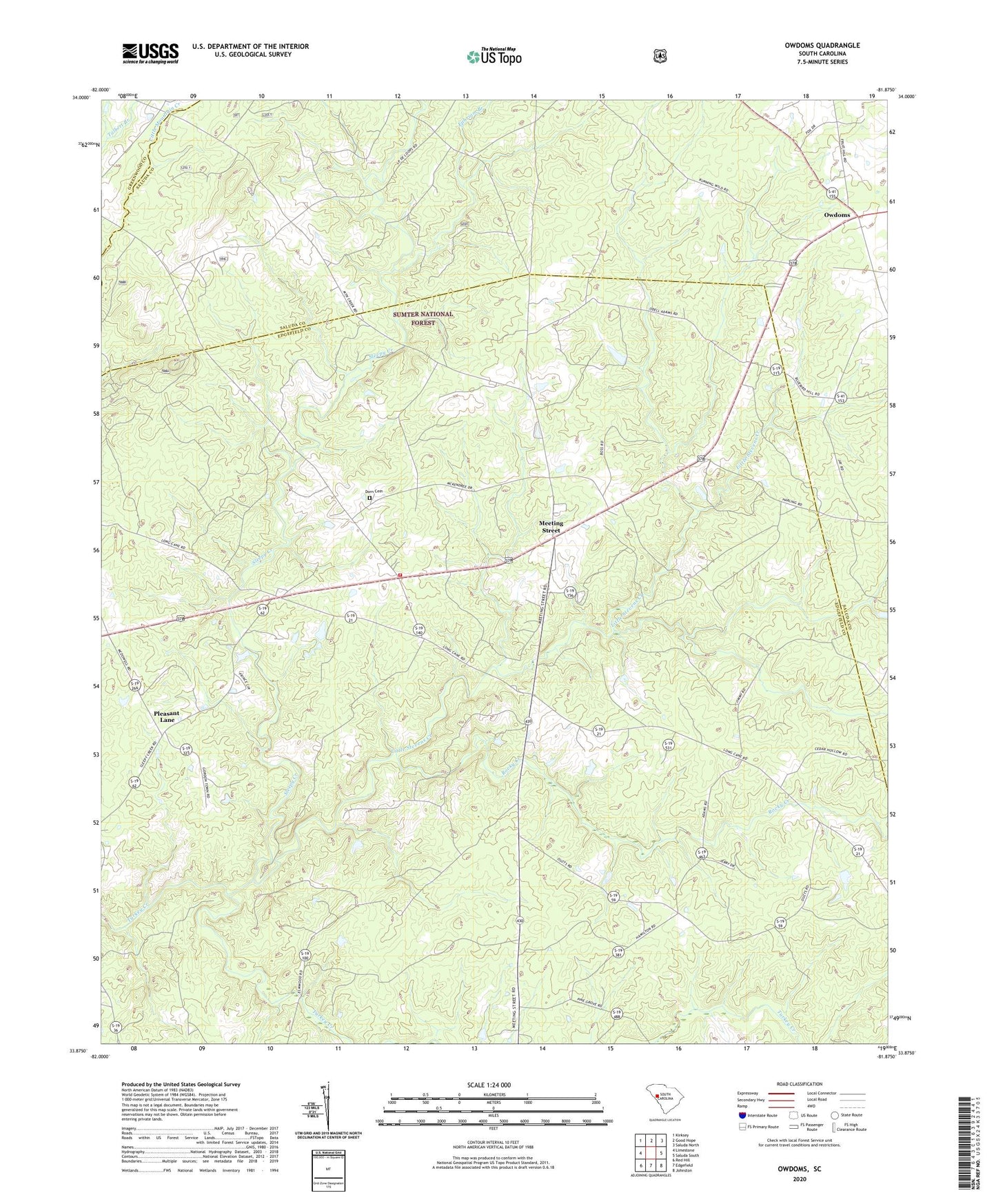 Owdoms South Carolina US Topo Map Image