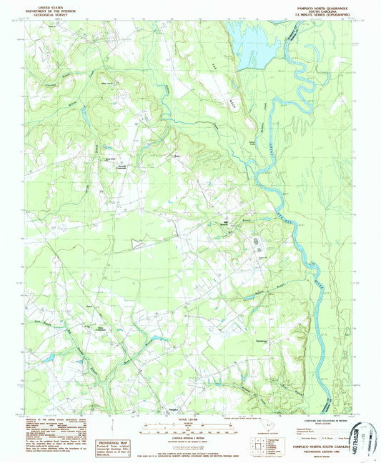 Classic USGS Pamplico North South Carolina 7.5'x7.5' Topo Map Image