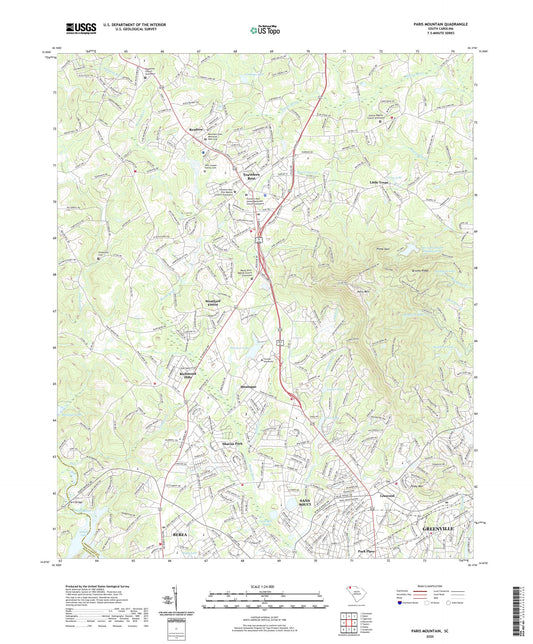 Paris Mountain South Carolina US Topo Map Image