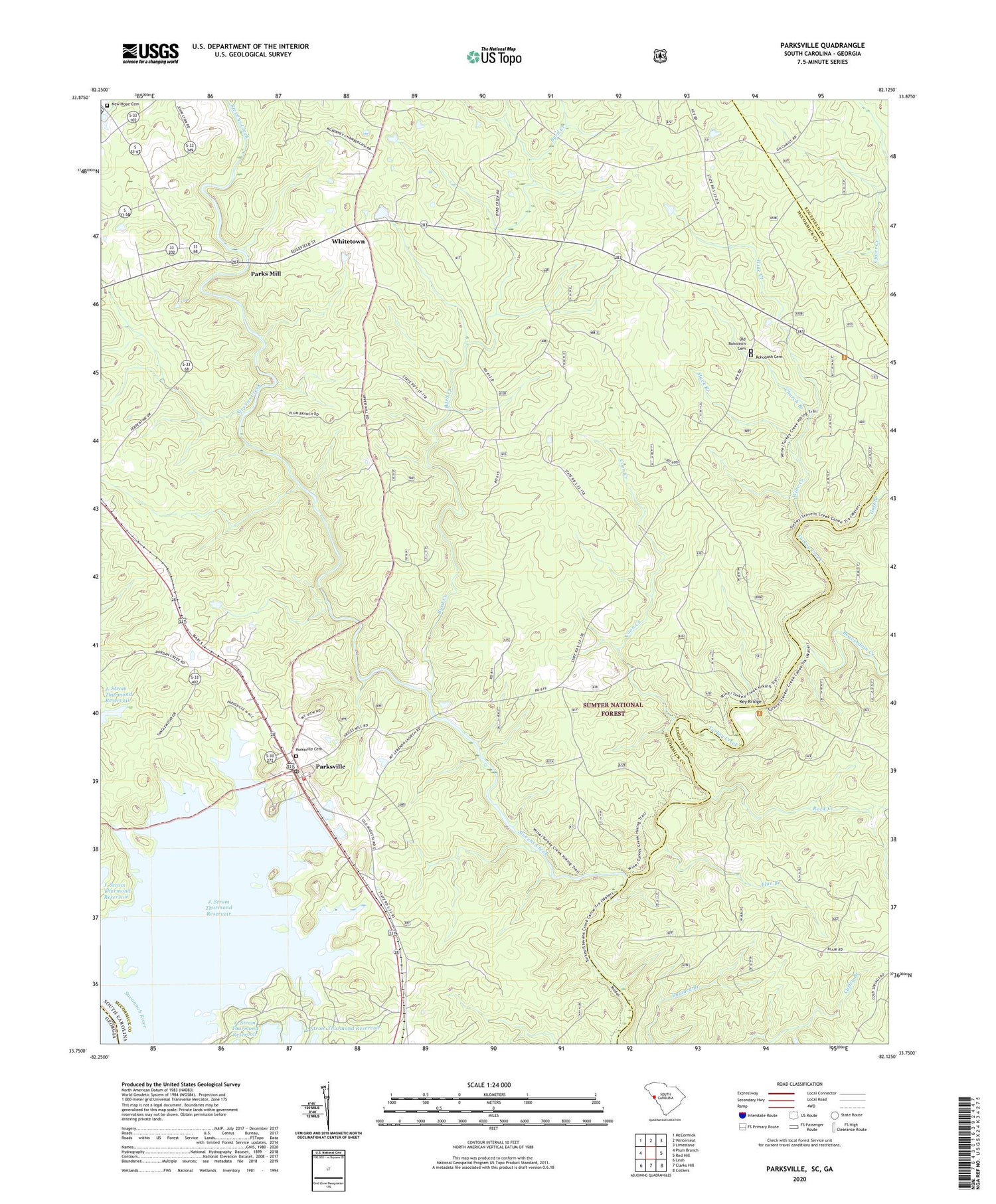 Parksville South Carolina US Topo Map Image