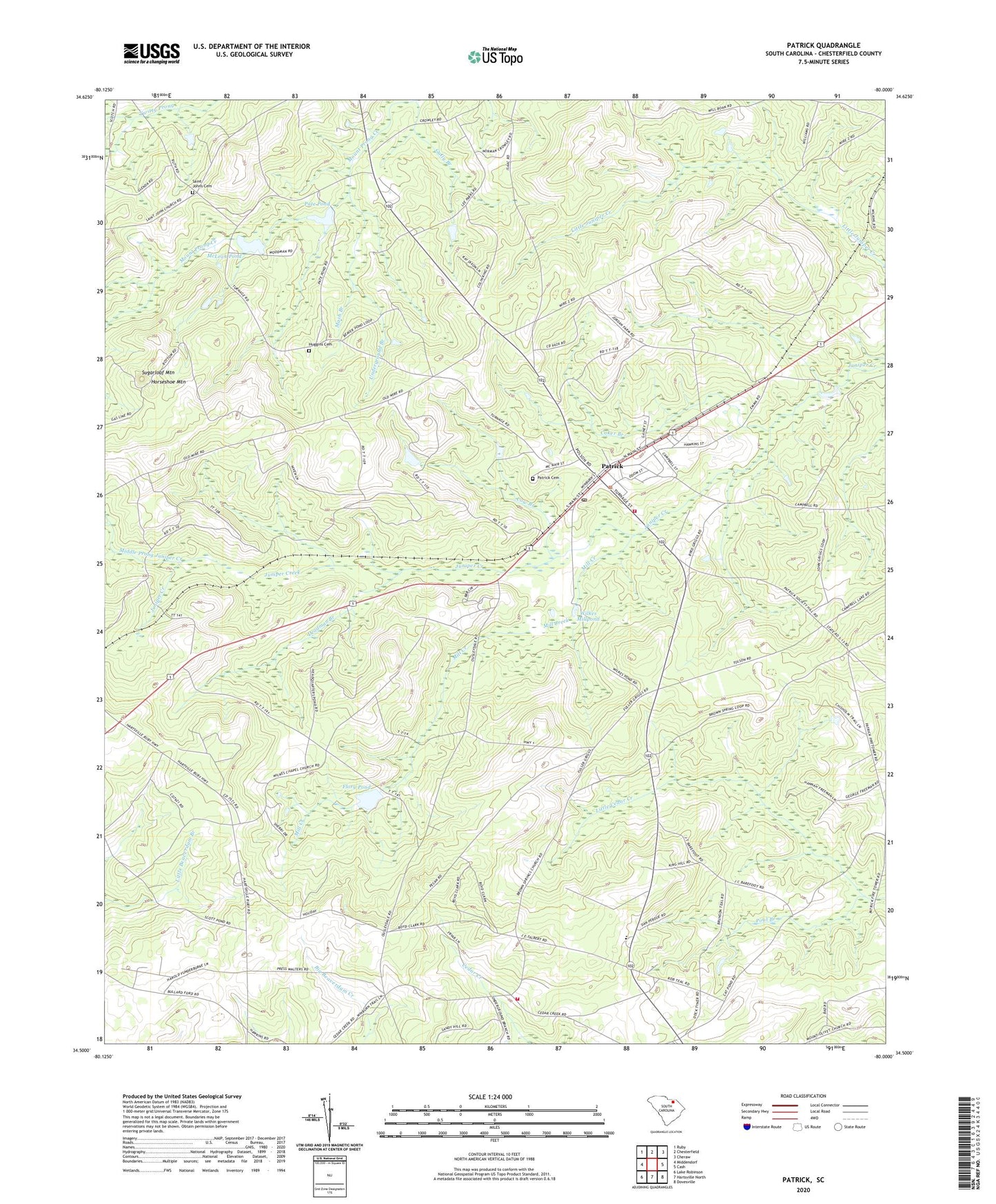 Patrick South Carolina US Topo Map Image