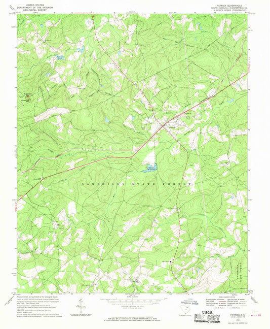 Classic USGS Patrick South Carolina 7.5'x7.5' Topo Map Image