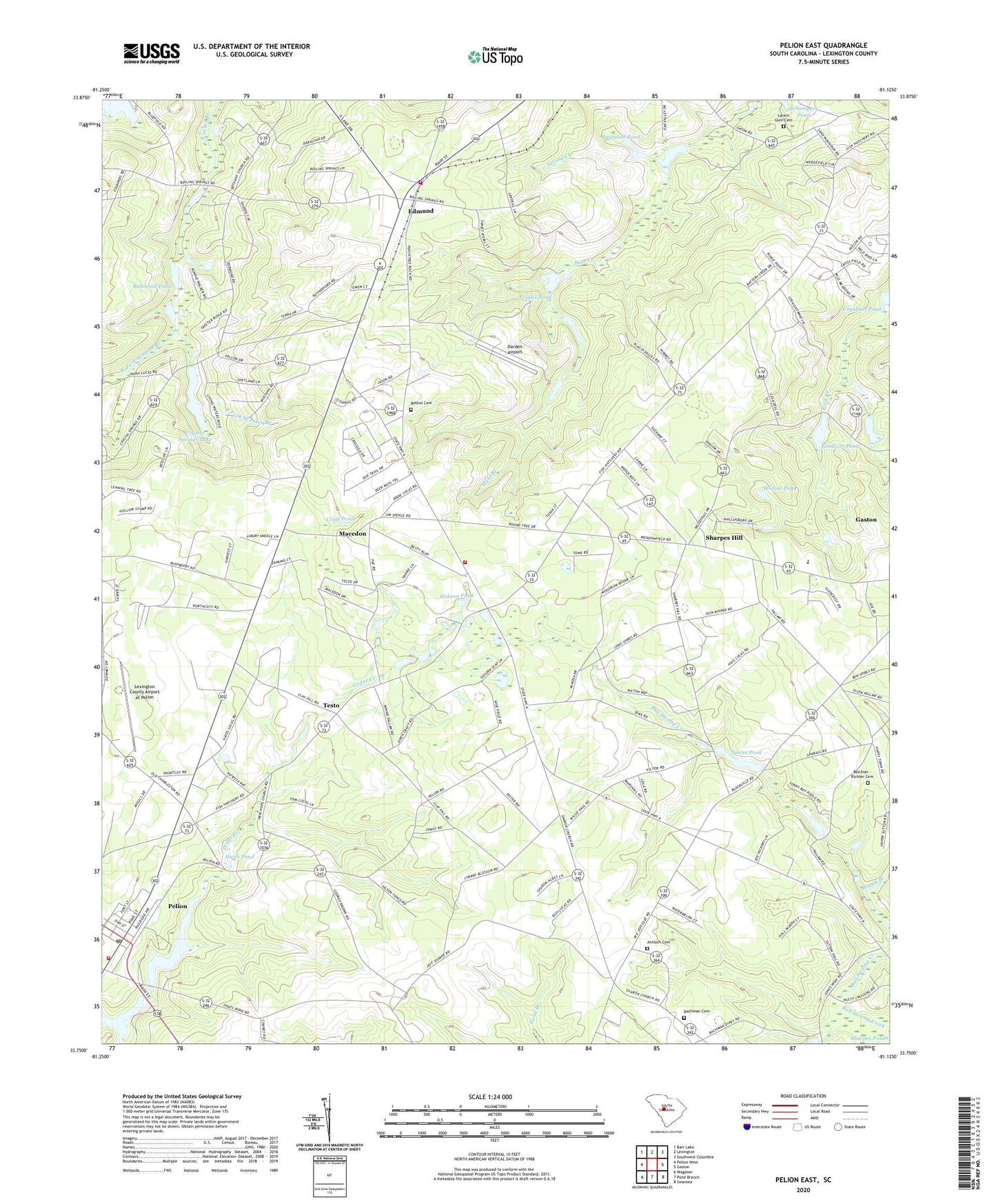 Pelion East South Carolina US Topo Map Image
