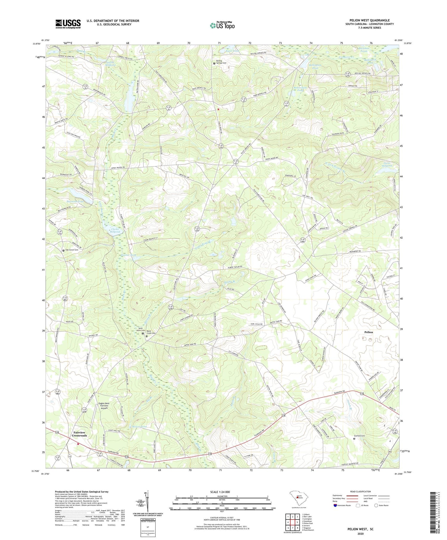 Pelion West South Carolina US Topo Map Image