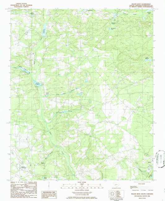 Classic USGS Pelion West South Carolina 7.5'x7.5' Topo Map Image