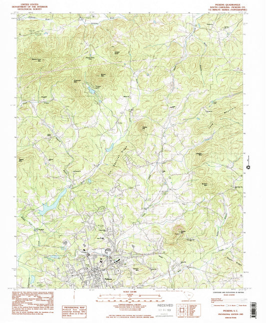 Classic USGS Pickens South Carolina 7.5'x7.5' Topo Map Image