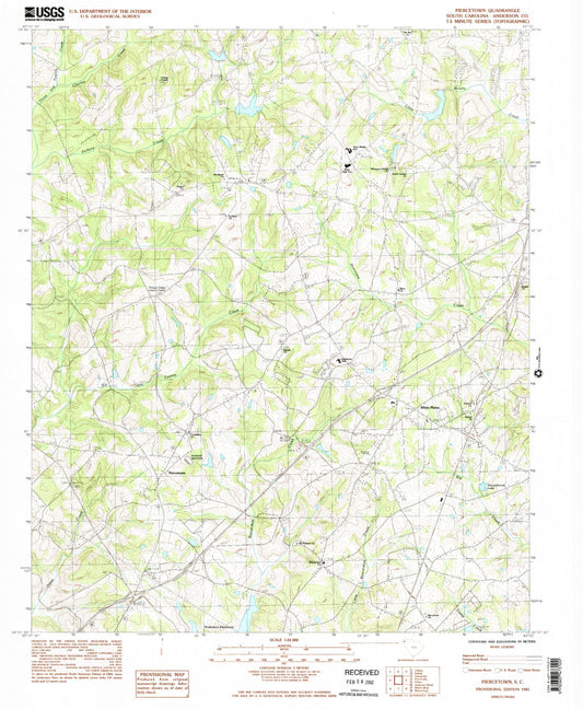Classic USGS Piercetown South Carolina 7.5'x7.5' Topo Map Image