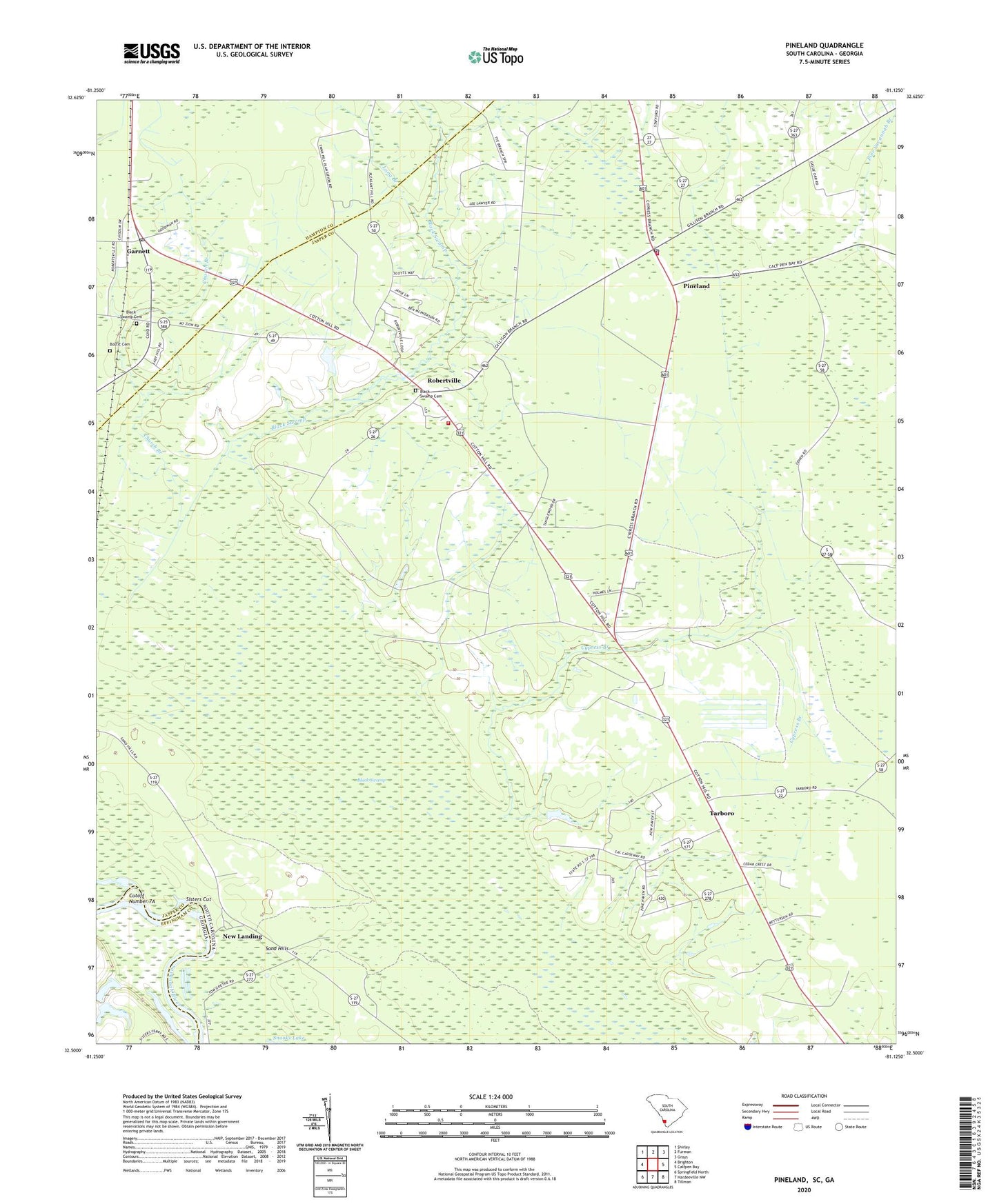 Pineland South Carolina US Topo Map Image