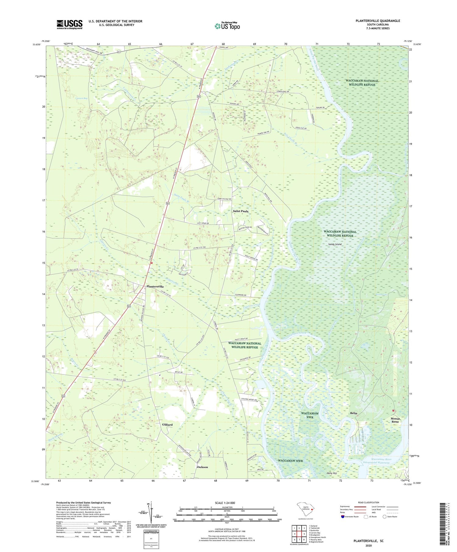 Plantersville South Carolina US Topo Map Image