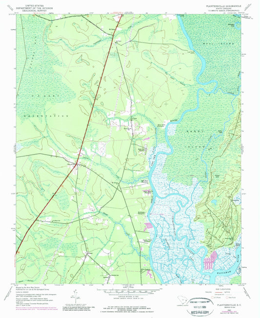 Classic USGS Plantersville South Carolina 7.5'x7.5' Topo Map Image