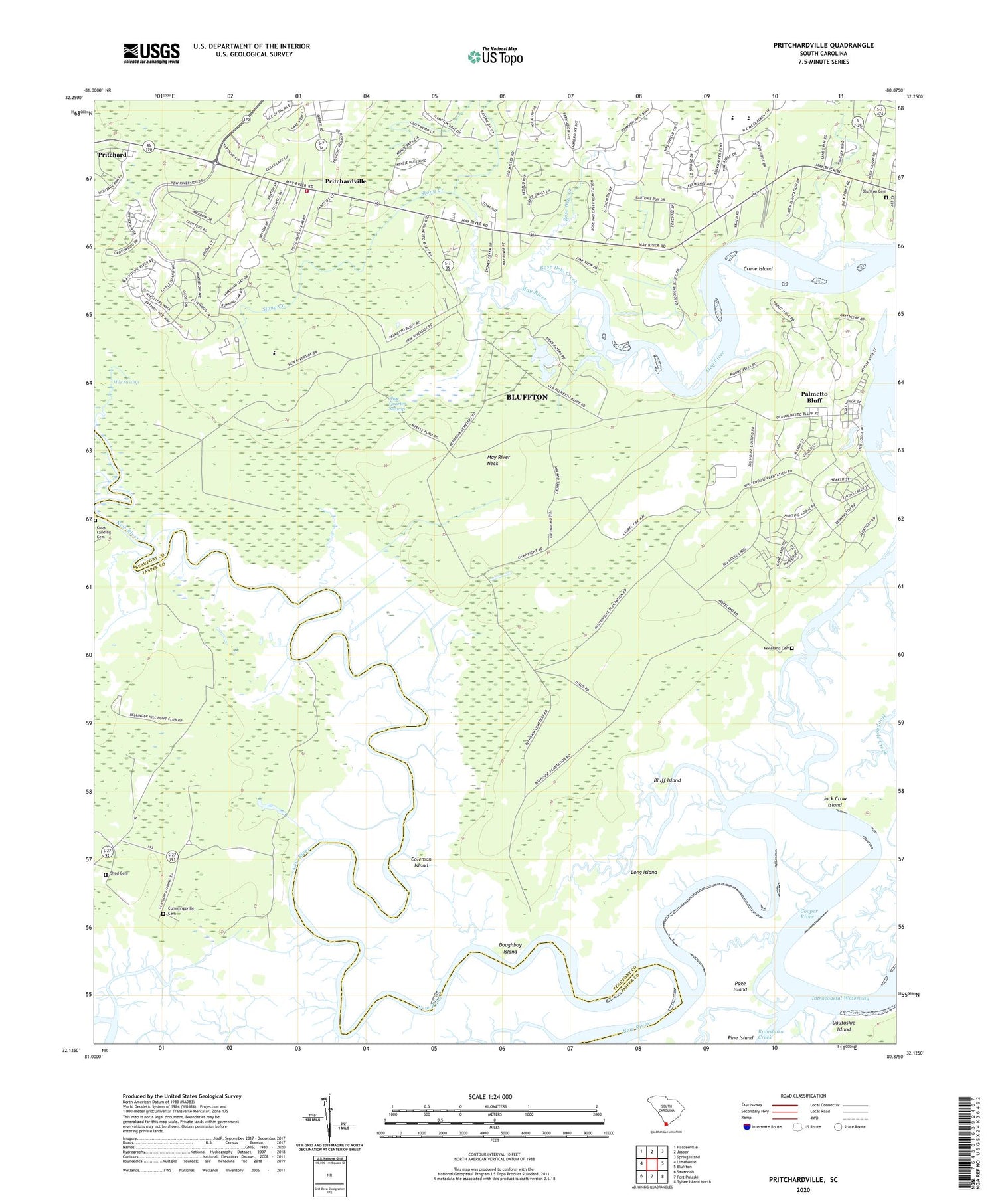 Pritchardville South Carolina US Topo Map Image