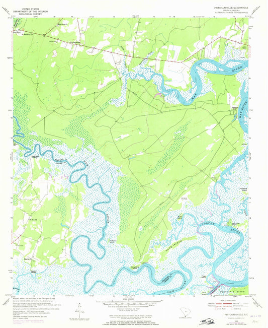 Classic USGS Pritchardville South Carolina 7.5'x7.5' Topo Map Image