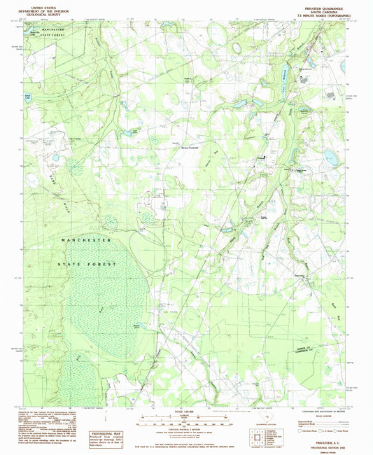 Classic USGS Privateer South Carolina 7.5'x7.5' Topo Map Image