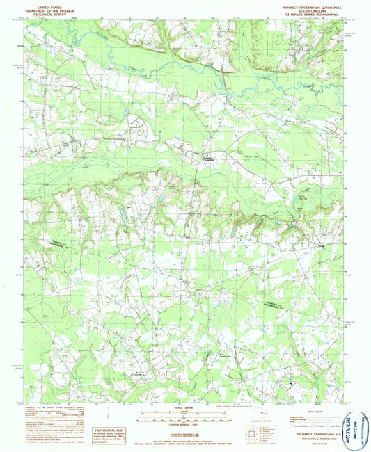 Classic USGS Prospect Crossroads South Carolina 7.5'x7.5' Topo Map Image