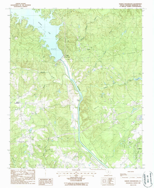 Classic USGS Rabon Crossroads South Carolina 7.5'x7.5' Topo Map Image