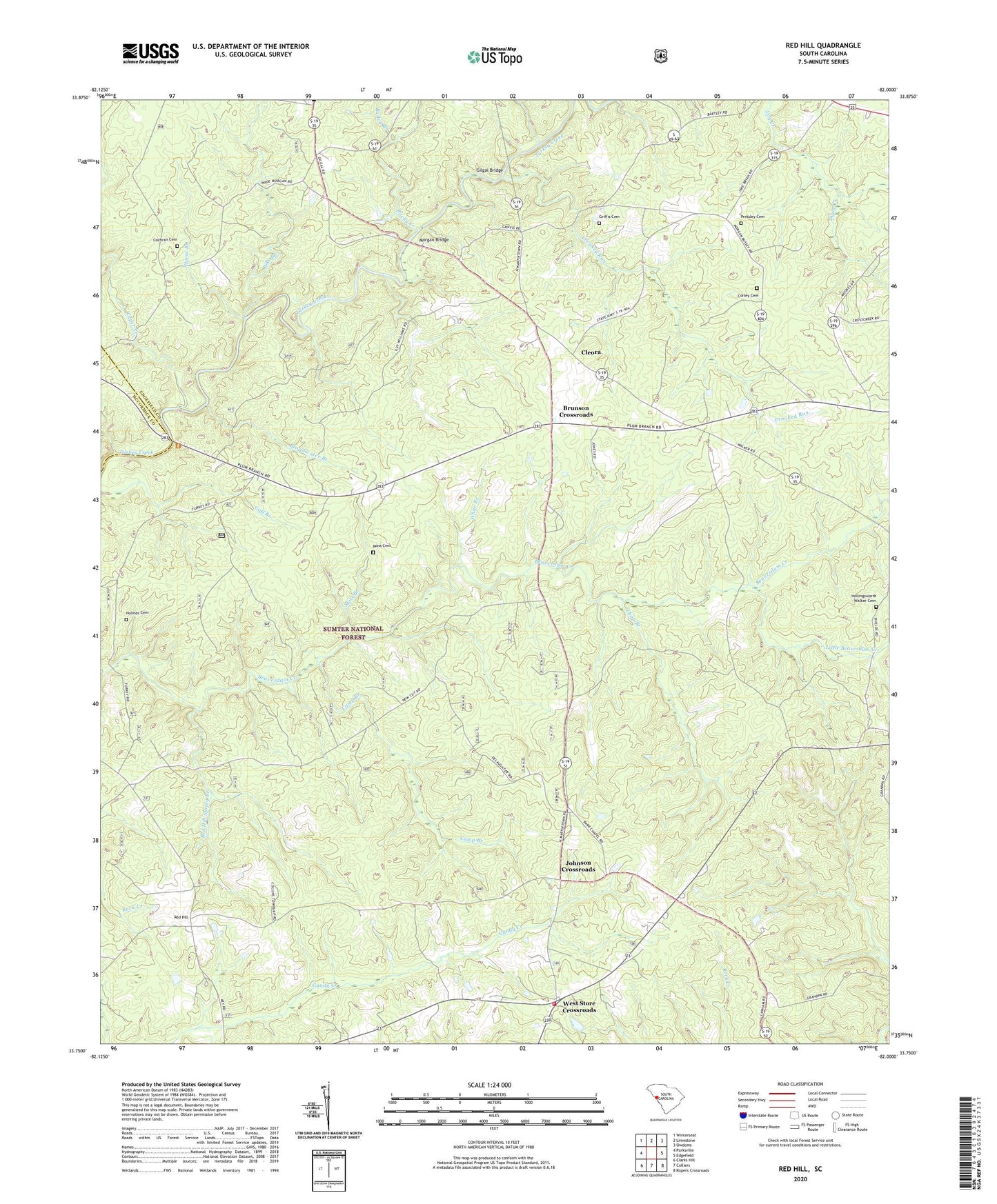 Red Hill South Carolina US Topo Map Image