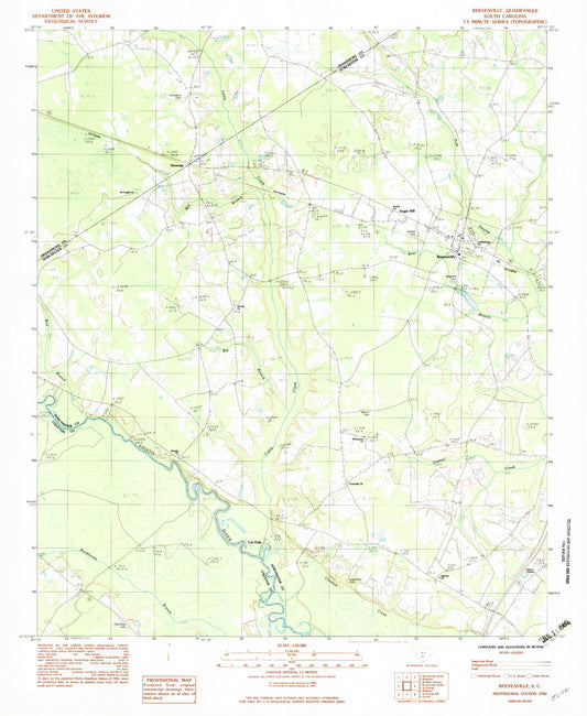 Classic USGS Reevesville South Carolina 7.5'x7.5' Topo Map Image