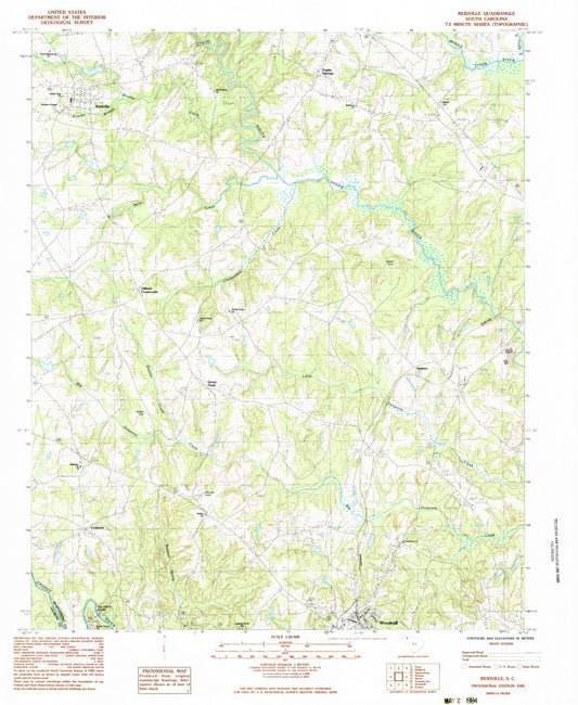 Classic USGS Reidville South Carolina 7.5'x7.5' Topo Map Image
