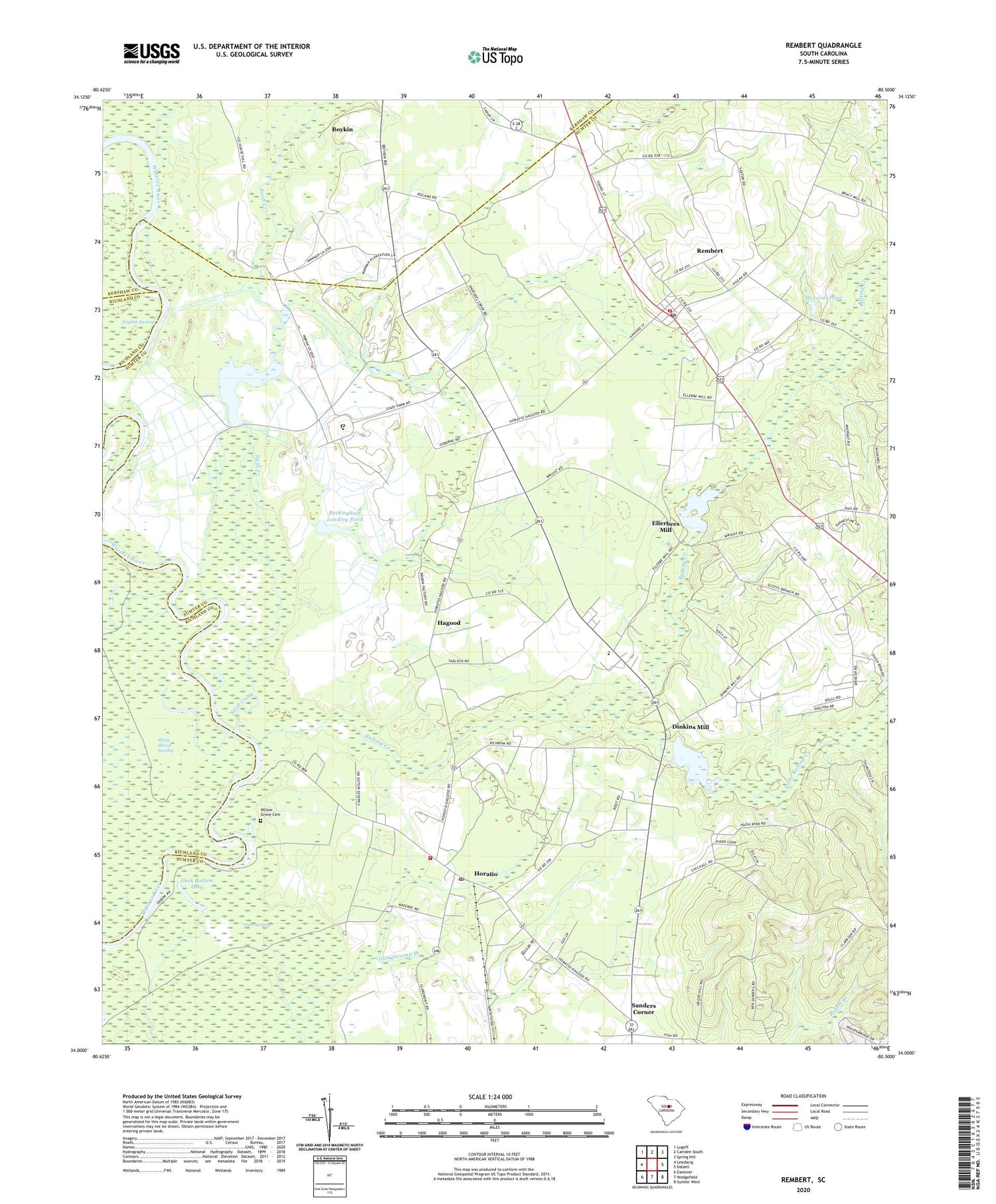 Rembert South Carolina US Topo Map Image