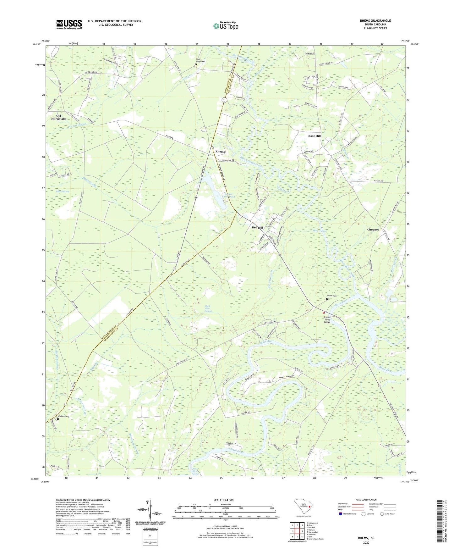 Rhems South Carolina US Topo Map Image