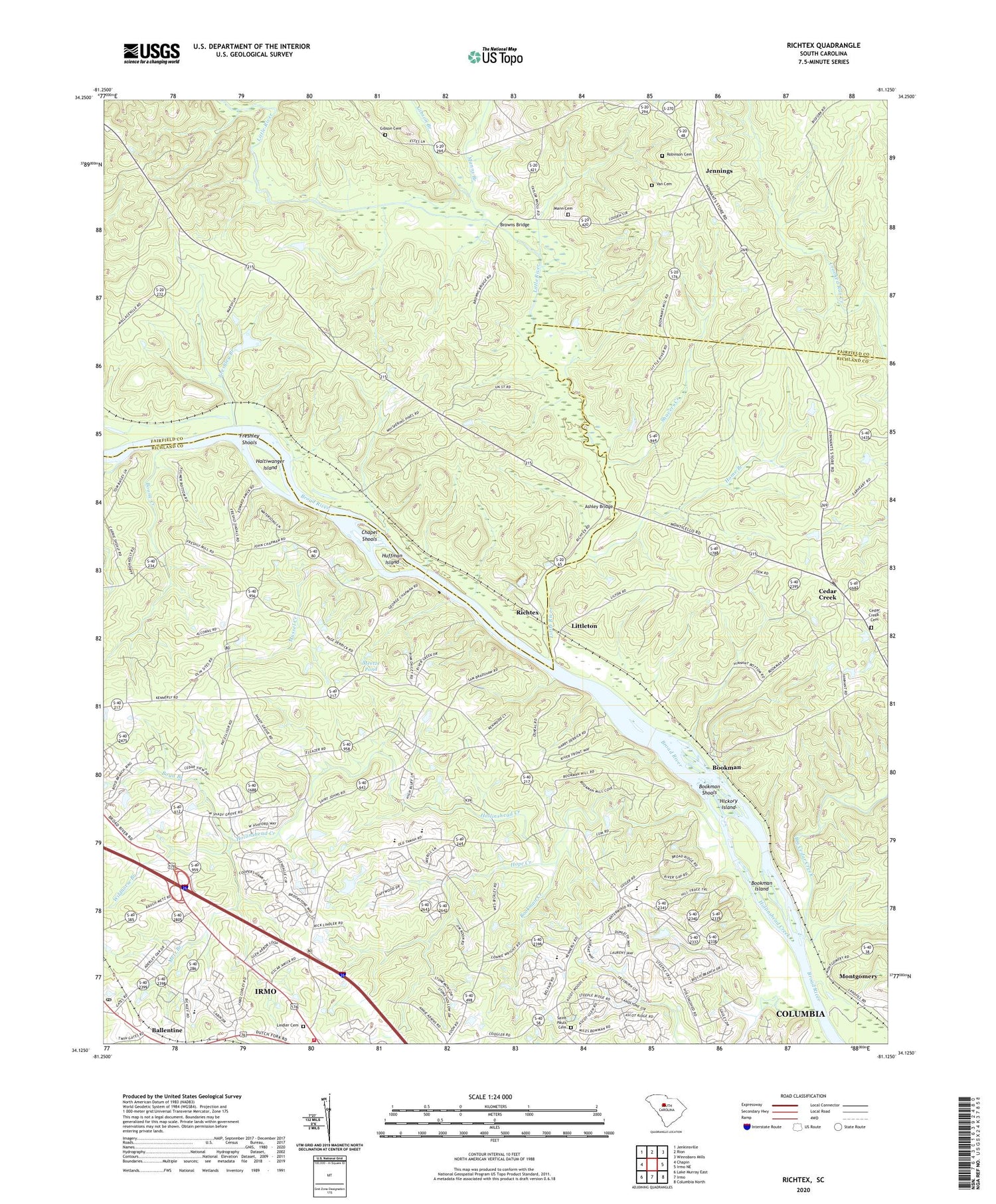 Richtex South Carolina US Topo Map Image