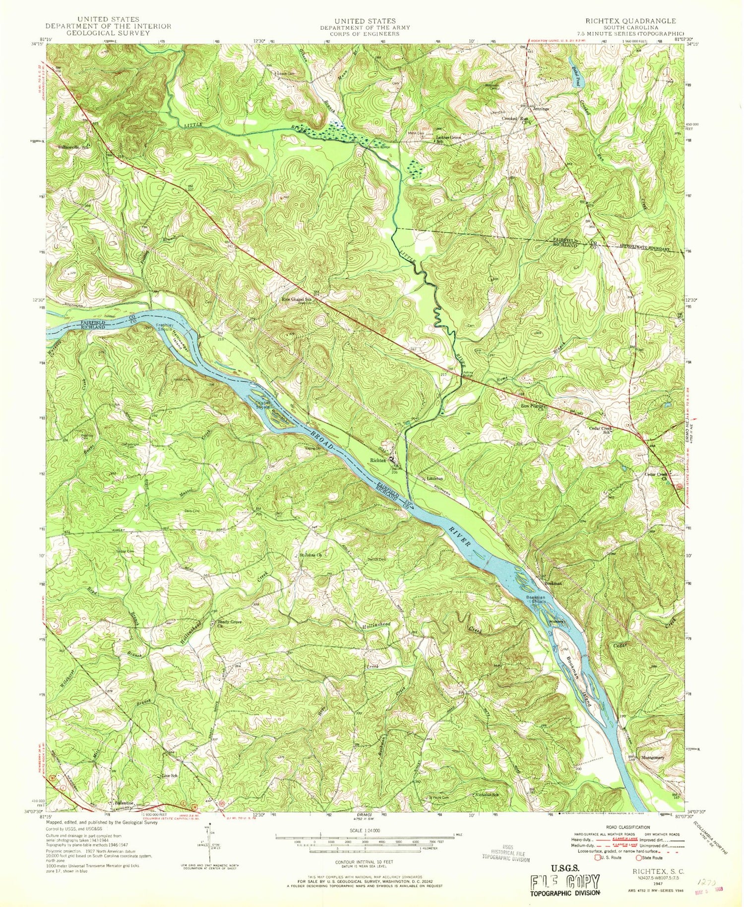 Classic USGS Richtex South Carolina 7.5'x7.5' Topo Map Image