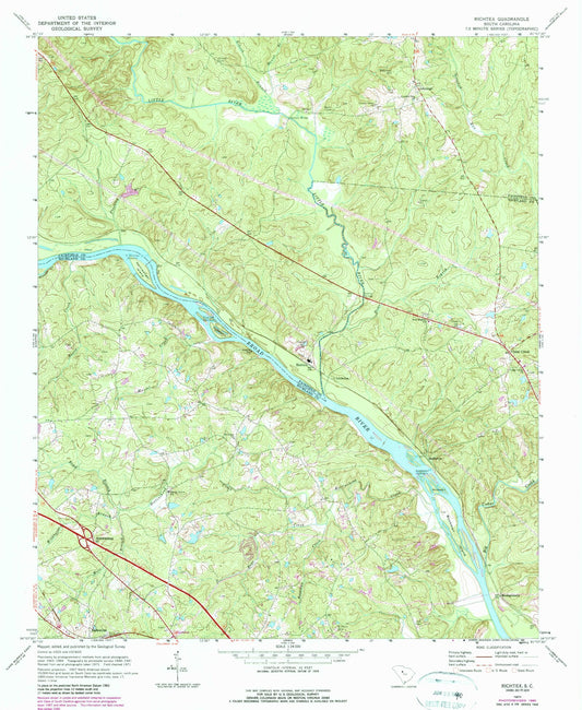 Classic USGS Richtex South Carolina 7.5'x7.5' Topo Map Image