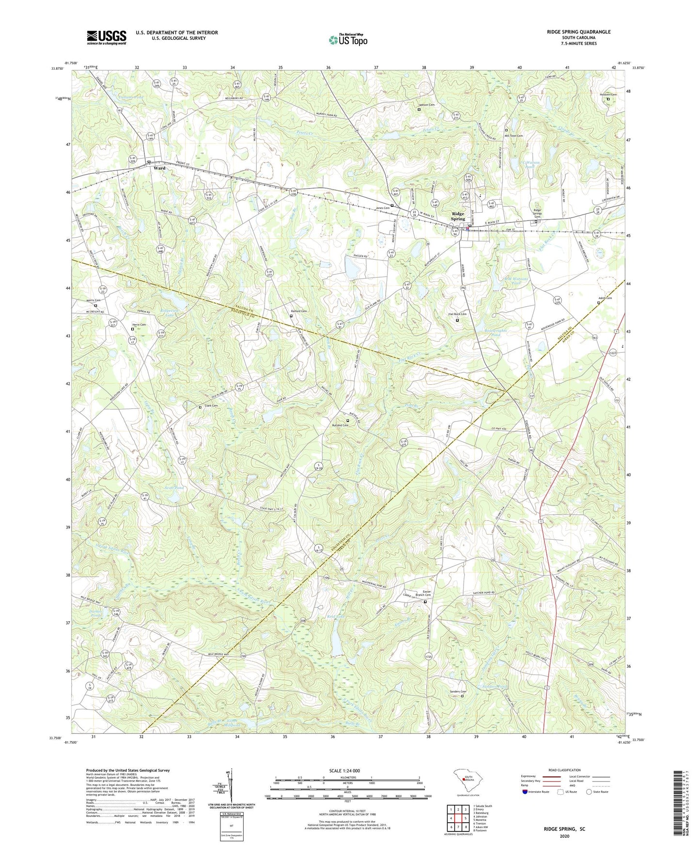 Ridge Spring South Carolina US Topo Map Image
