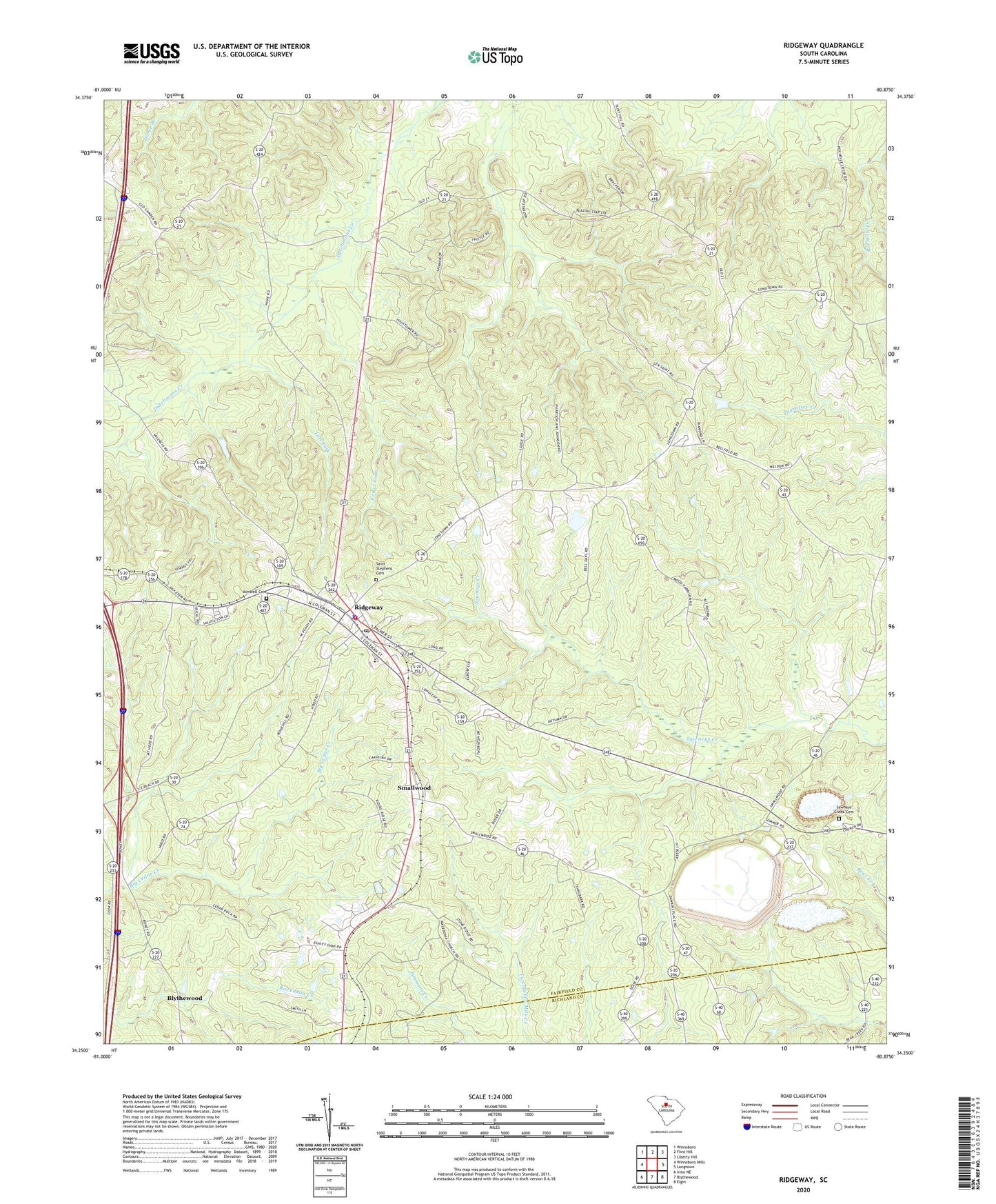 Ridgeway South Carolina US Topo Map Image