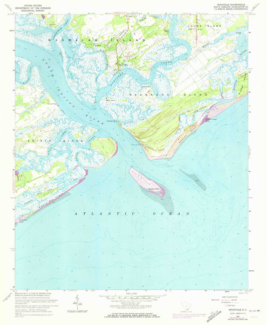 Classic USGS Rockville South Carolina 7.5'x7.5' Topo Map Image