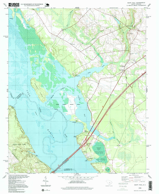 Classic USGS Saint Paul South Carolina 7.5'x7.5' Topo Map Image