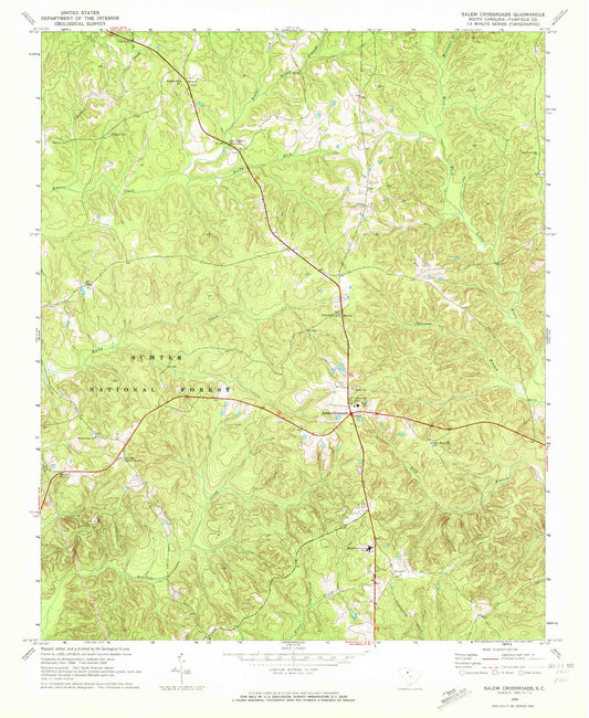 Classic USGS Salem Crossroads South Carolina 7.5'x7.5' Topo Map Image