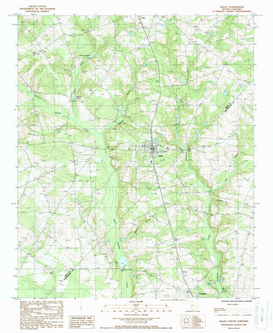 Classic USGS Salley South Carolina 7.5'x7.5' Topo Map Image
