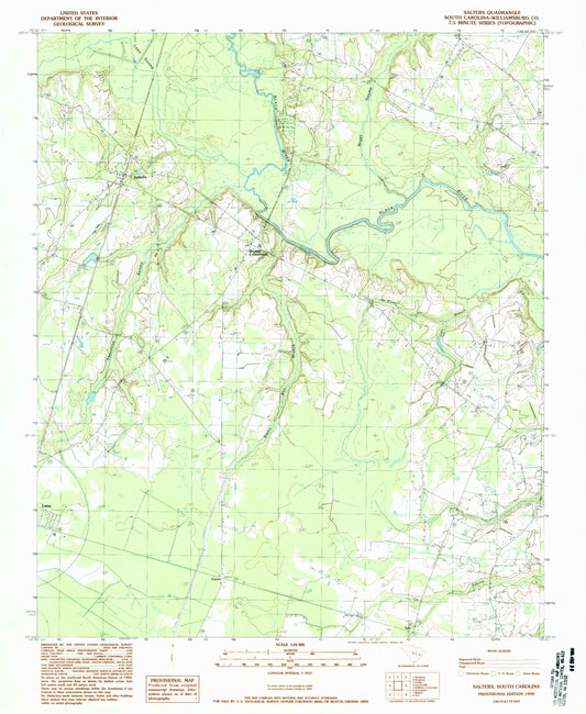 Classic USGS Salters South Carolina 7.5'x7.5' Topo Map Image