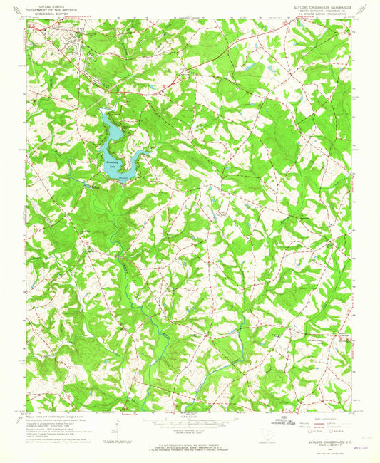 Classic USGS Saylors Crossroads South Carolina 7.5'x7.5' Topo Map Image
