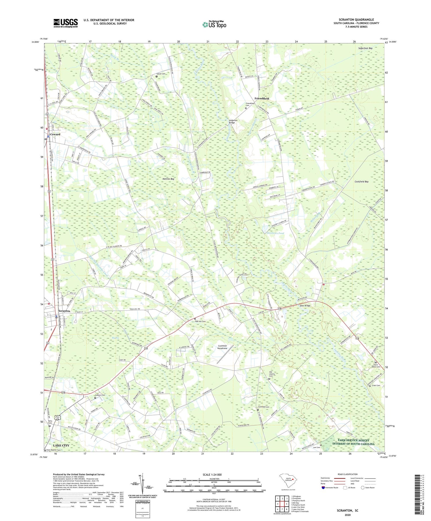 Scranton South Carolina US Topo Map Image