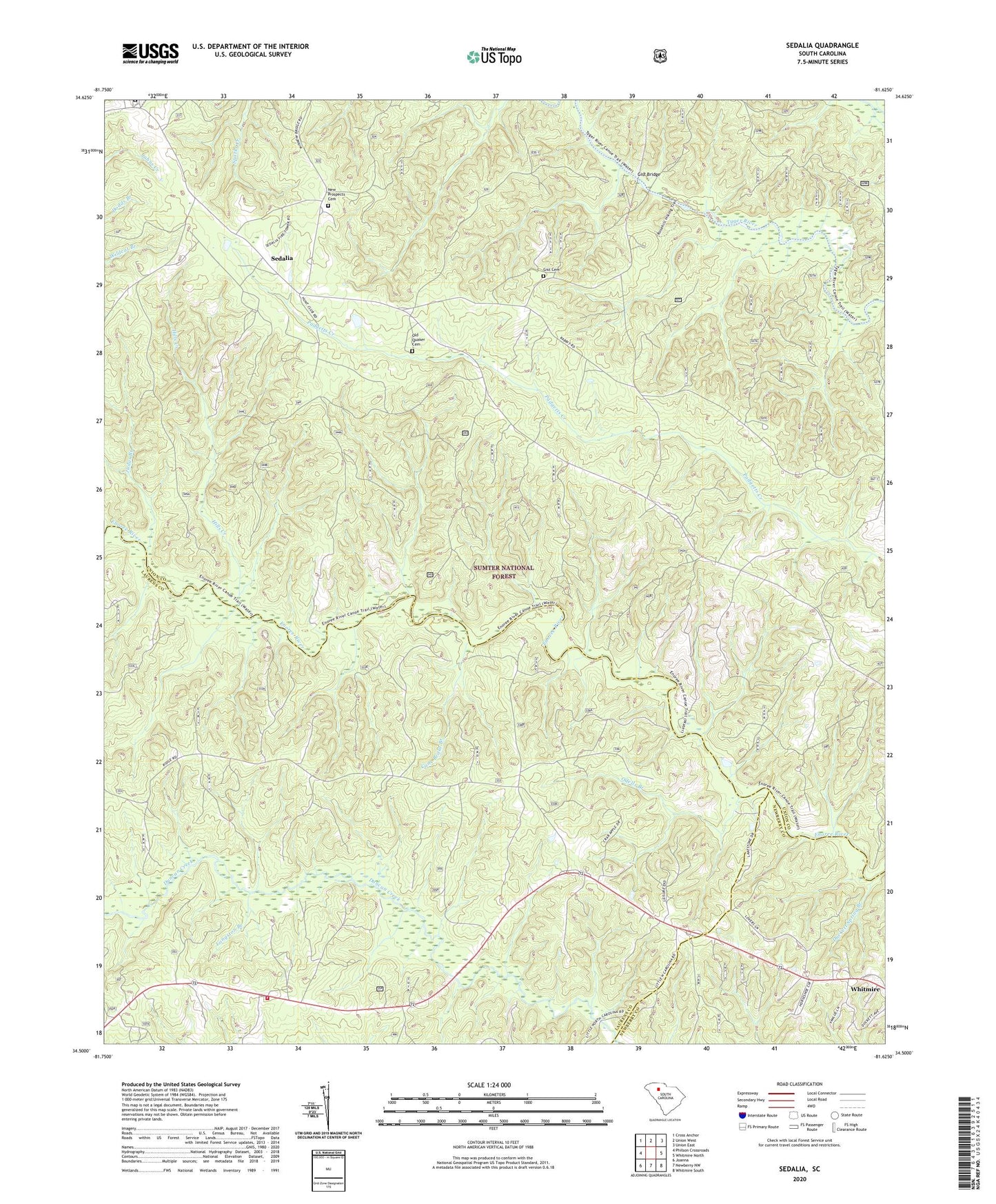 Sedalia South Carolina US Topo Map Image
