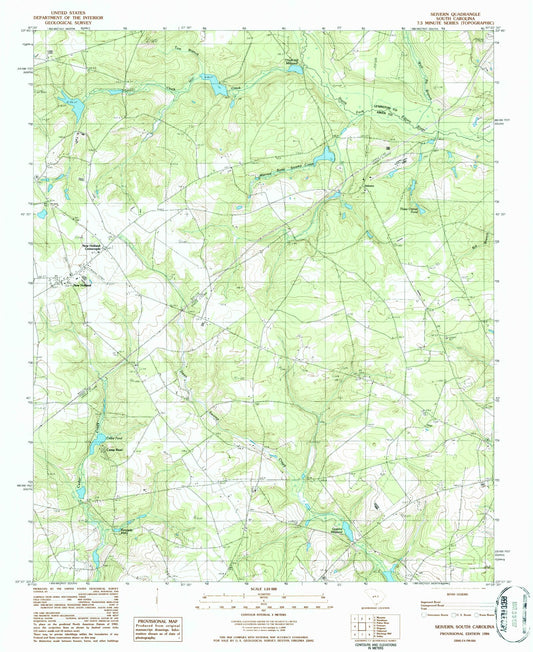 Classic USGS Seivern South Carolina 7.5'x7.5' Topo Map Image