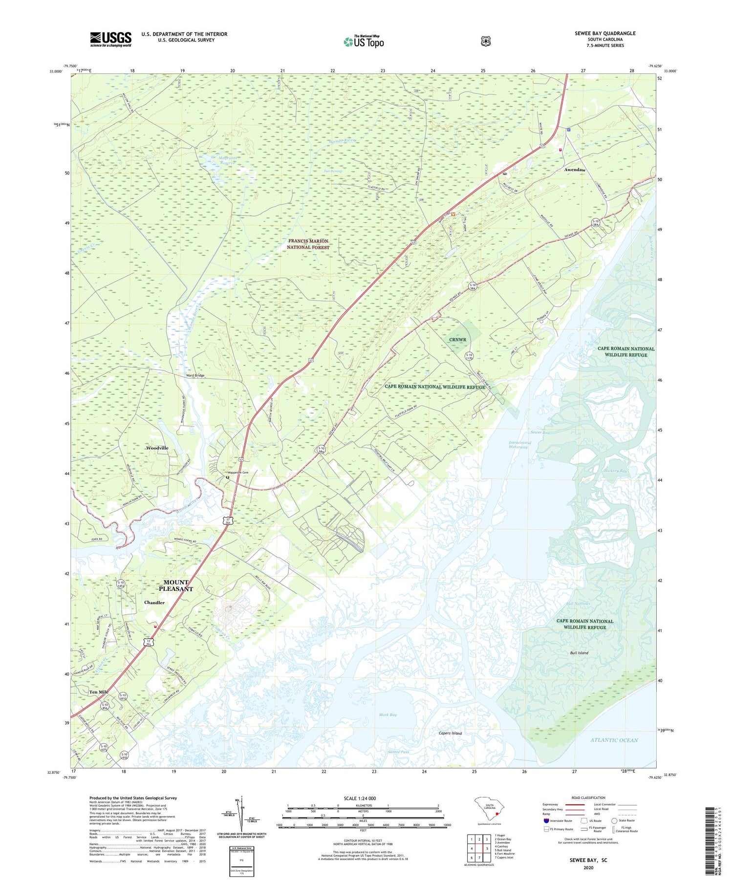 Sewee Bay South Carolina US Topo Map Image