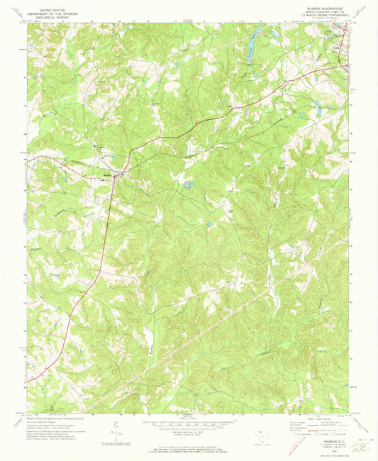 Classic USGS Sharon South Carolina 7.5'x7.5' Topo Map Image