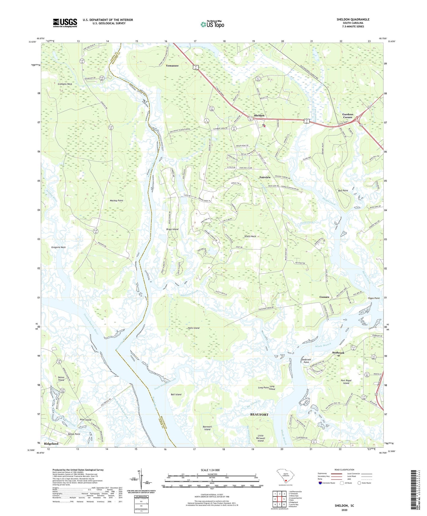 Sheldon South Carolina US Topo Map Image
