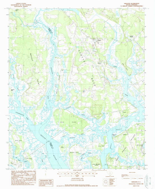 Classic USGS Sheldon South Carolina 7.5'x7.5' Topo Map Image
